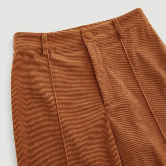 SHEIN MOD Rust Brown Seam Front Wide Leg Corduroy Pants Size L (8/10) NWT - Picture 3 of 3